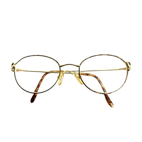 Joan Collins Lace Eyeglasses Frames Round Gold Tortoise Metal 48-19-130 - Picture 2 of 9